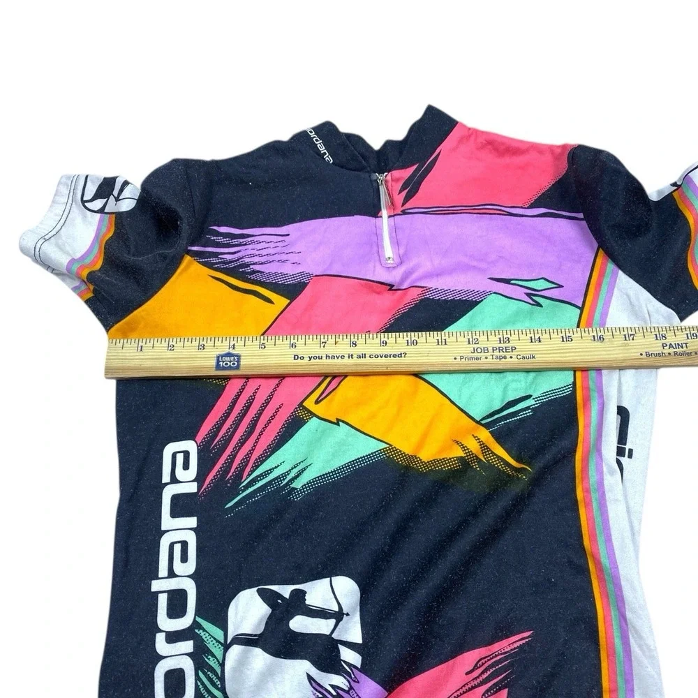 VINTAGE 90s Giordana‎ Klein Cycling Jersey Blue Orange 1/4 Zip Mens SMALL Retro